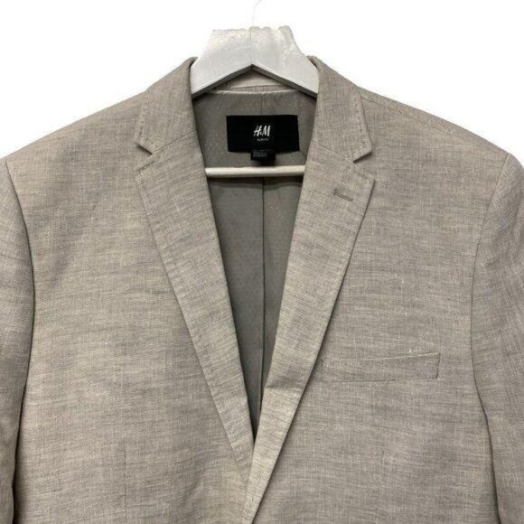 H&M Slim Fit Light Beige Linen Blazer - Picture 2 of 6